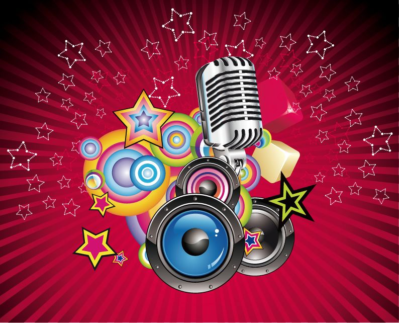 free vector Vector Music Background with Speaker and Microphone